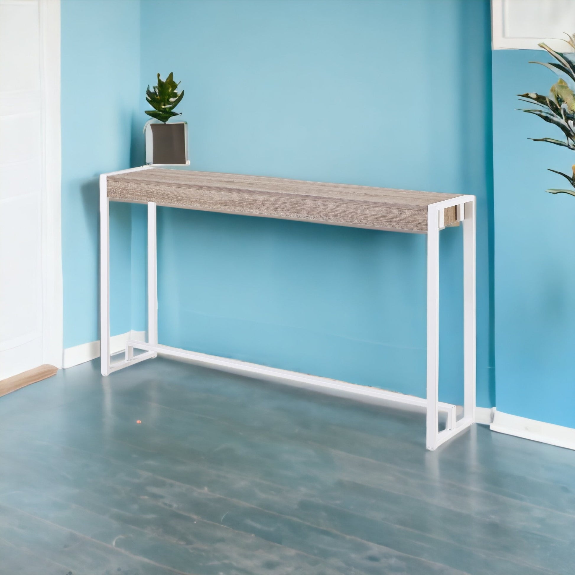 54" Gray Brown and White Sled Console Table By Homeroots | Console Tables | Modishstore - 6