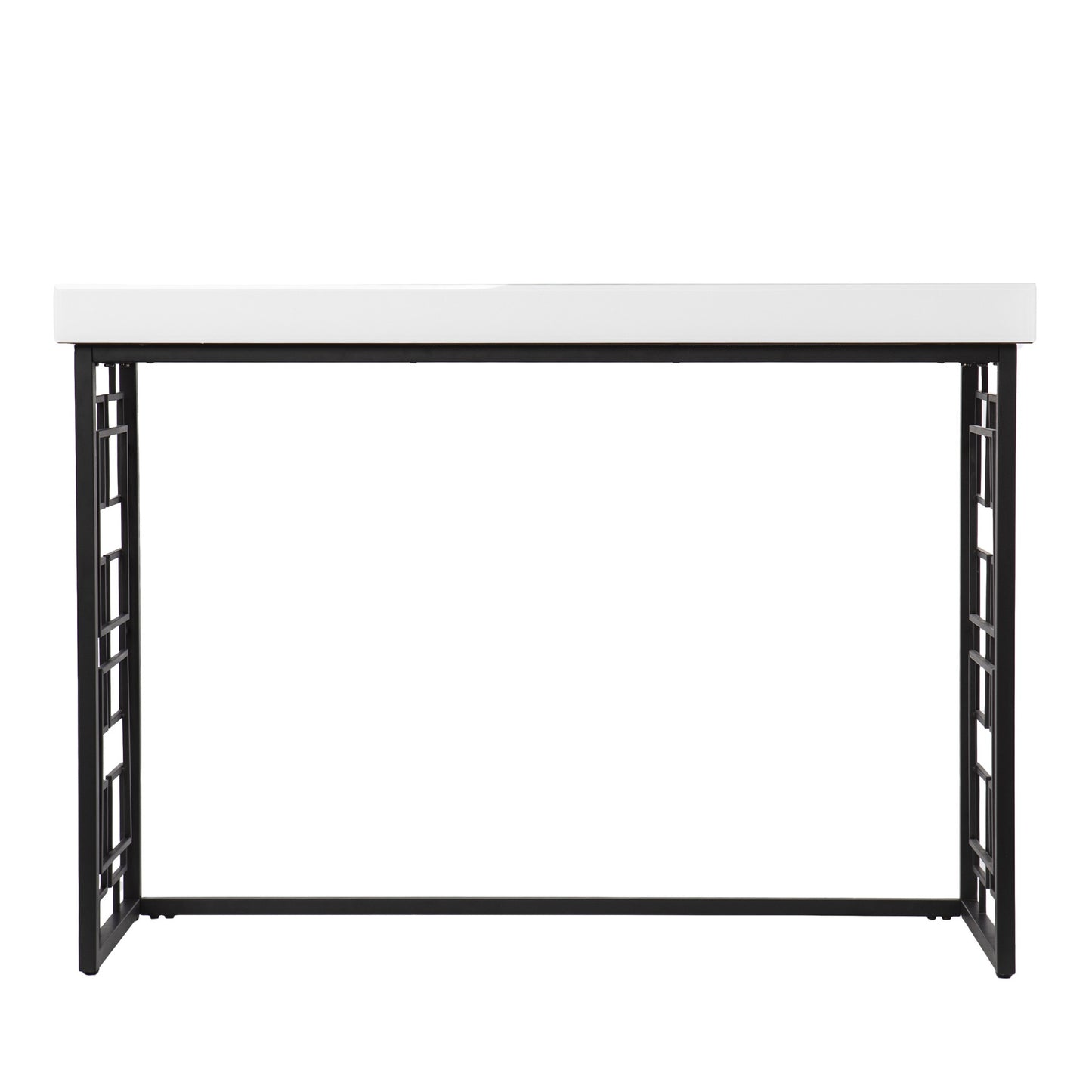 42" White and Black Glass Sled Console Table By Homeroots | Console Tables | Modishstore - 2