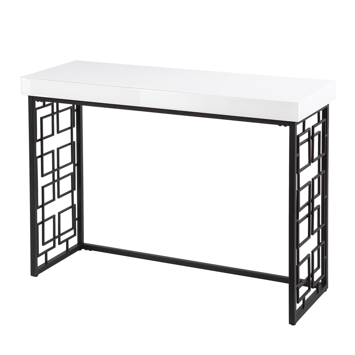 42" White and Black Glass Sled Console Table By Homeroots | Console Tables | Modishstore