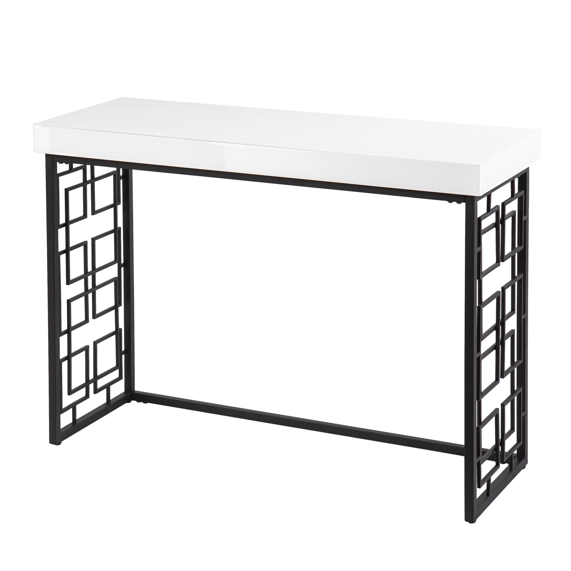 42" White and Black Glass Sled Console Table By Homeroots | Console Tables | Modishstore
