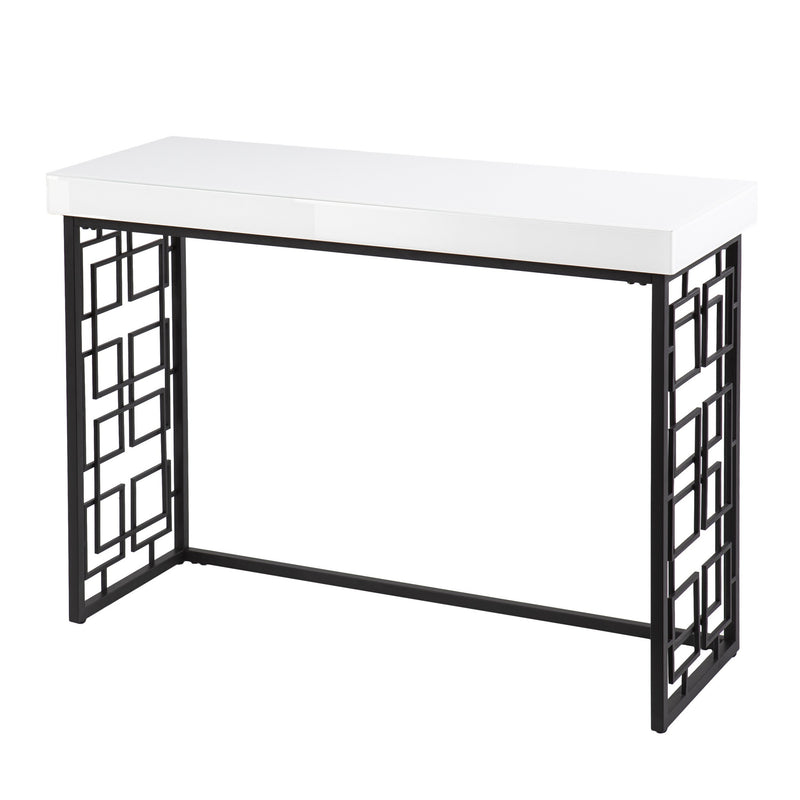 42" White and Black Glass Sled Console Table By Homeroots | Console Tables | Modishstore