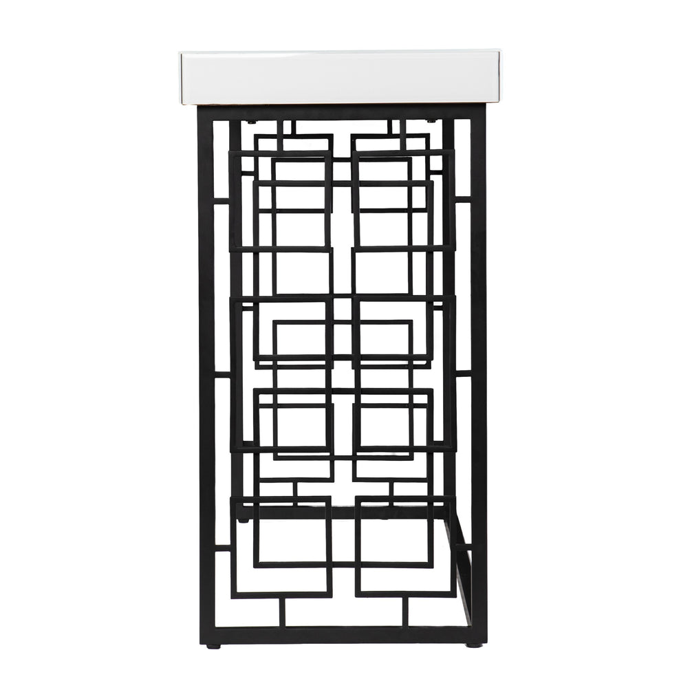 42" White and Black Glass Sled Console Table By Homeroots | Console Tables | Modishstore - 3