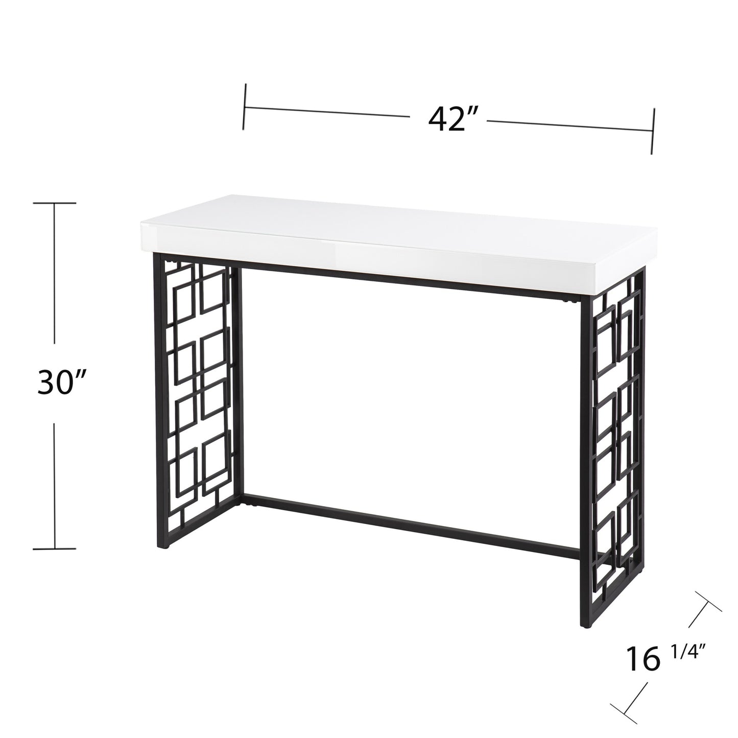 42" White and Black Glass Sled Console Table By Homeroots | Console Tables | Modishstore - 7