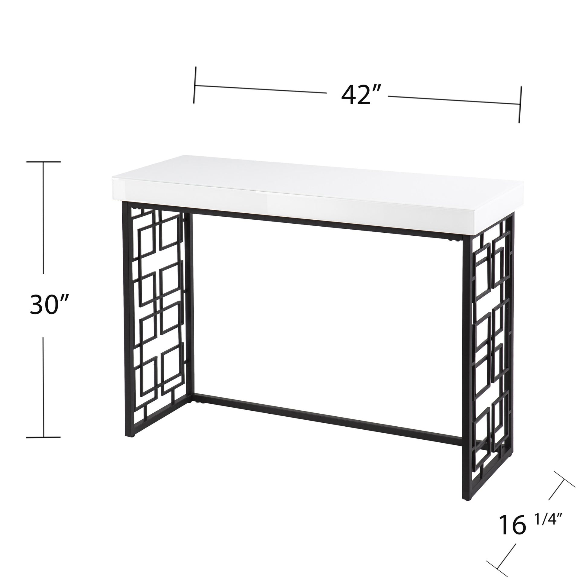 42" White and Black Glass Sled Console Table By Homeroots | Console Tables | Modishstore - 7