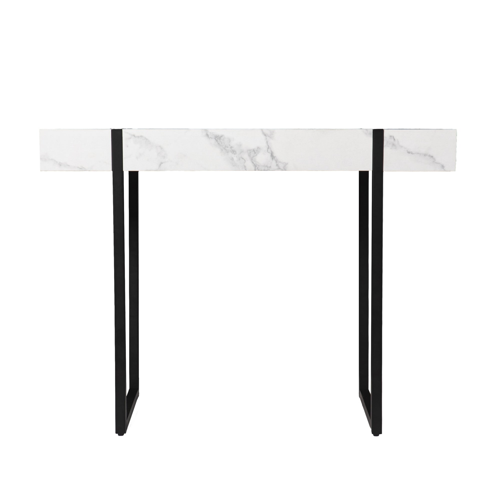 39" White and Black Faux Marble Sled Console Table By Homeroots | Console Tables | Modishstore - 2