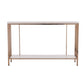48" Champagne and Gold Faux Stone Floor Shelf Console Table With Storage By Homeroots