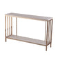 48" Champagne and Gold Faux Stone Floor Shelf Console Table With Storage By Homeroots