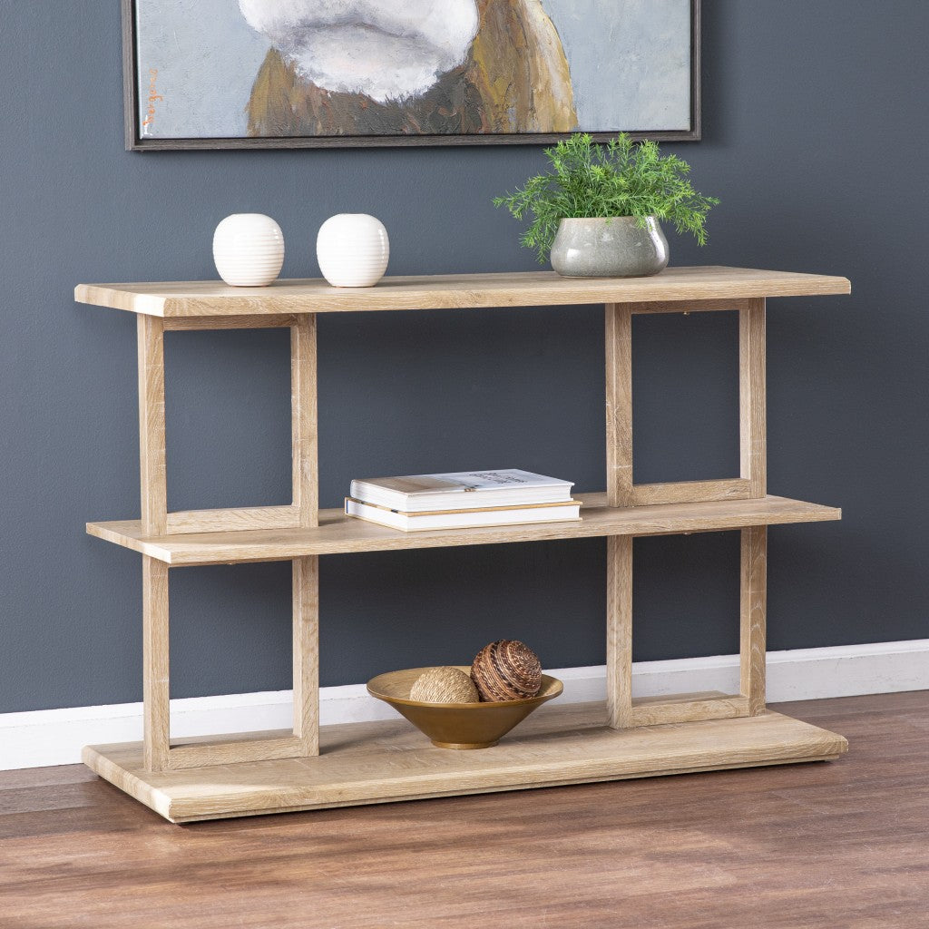 42" Natural Floor Shelf Console Table With Storage By Homeroots | Console Tables | Modishstore - 5
