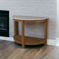 42" White and Natural Faux Marble Half Circle Three Leg Console Table With Storage By Homeroots