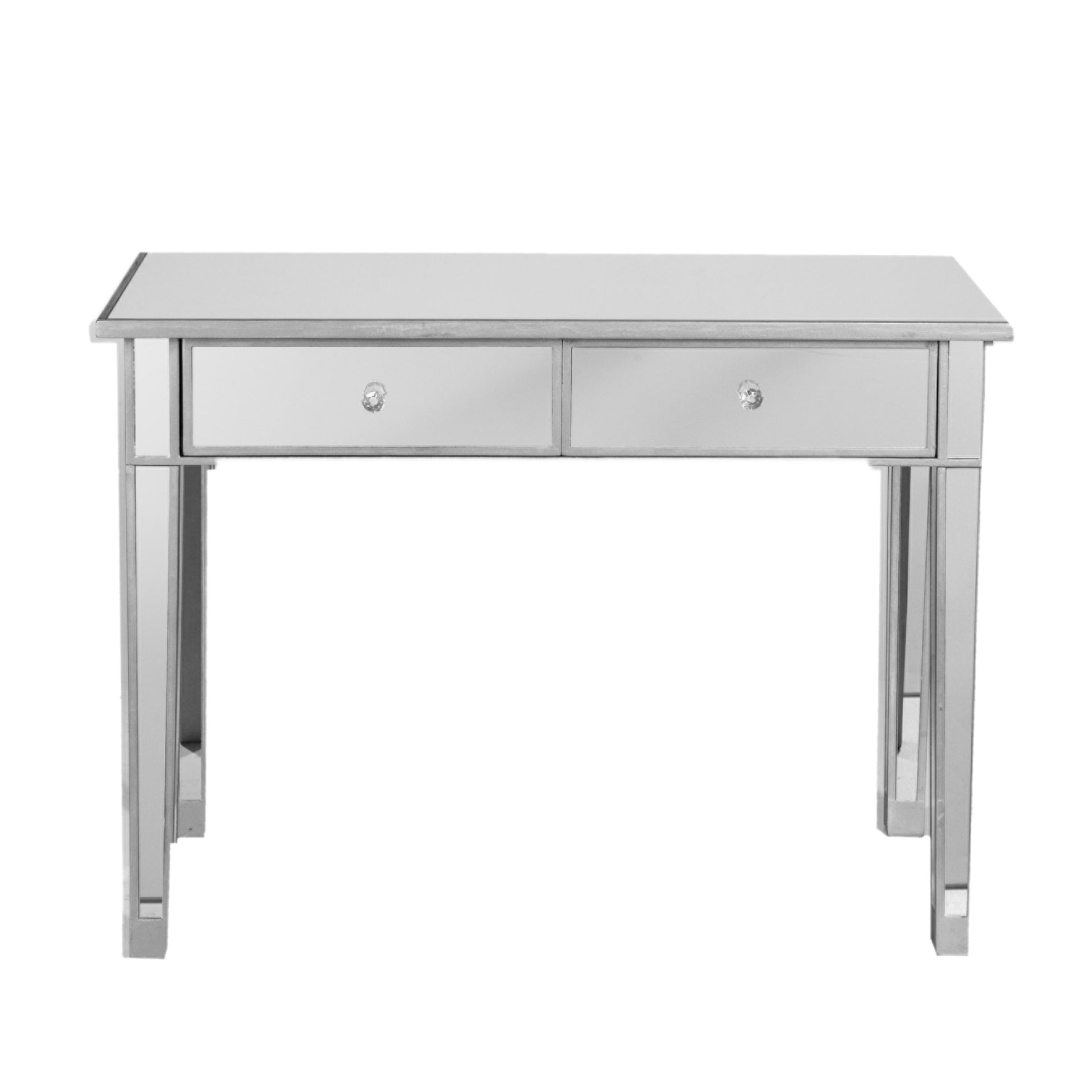 40" Silver Mirrored Glass Console Table With Storage By Homeroots | Console Tables | Modishstore - 2
