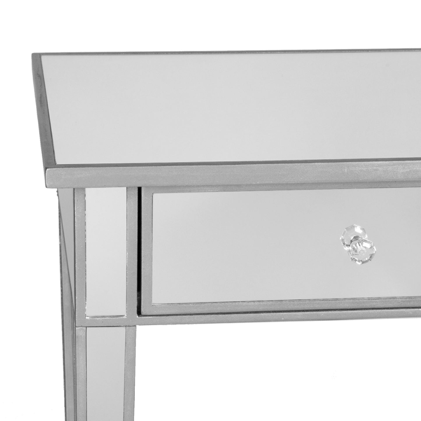 40" Silver Mirrored Glass Console Table With Storage By Homeroots | Console Tables | Modishstore - 4