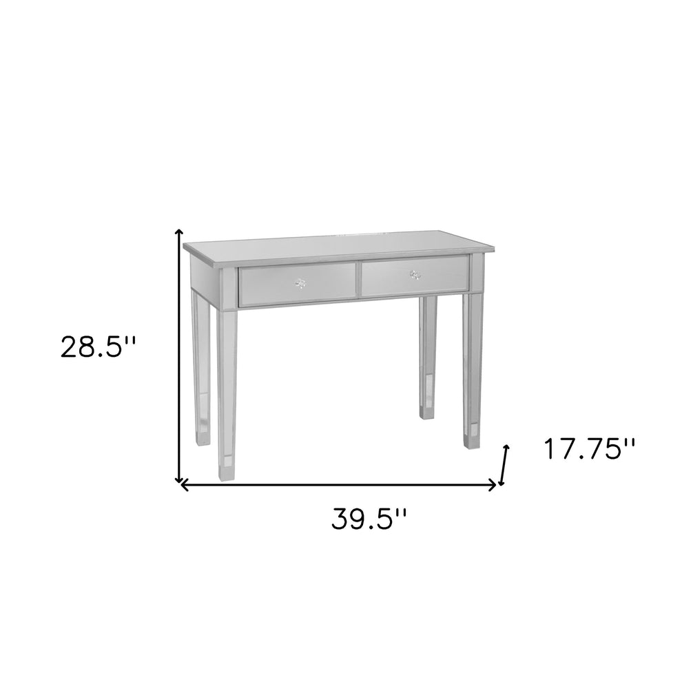 40" Silver Mirrored Glass Console Table With Storage By Homeroots | Console Tables | Modishstore - 6