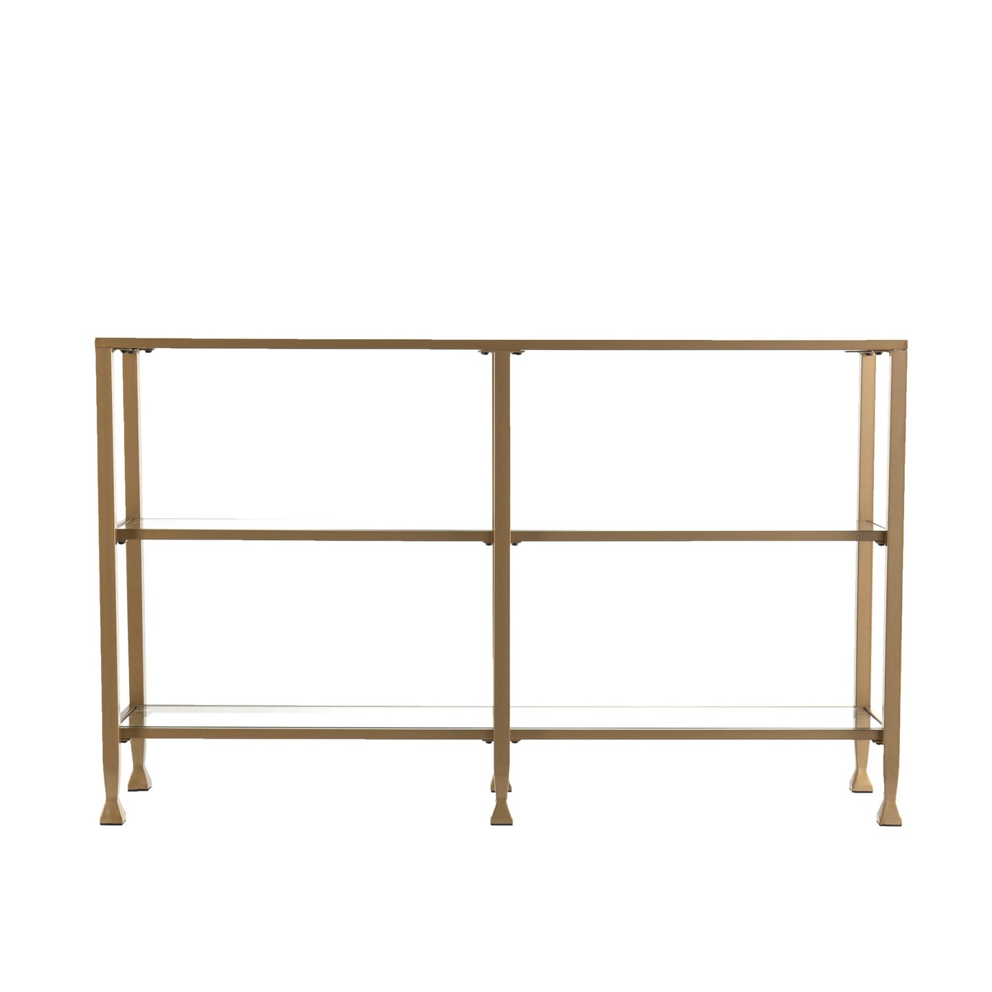 49" Clear and Gold Glass Floor Shelf Console Table With Storage By Homeroots | Console Tables | Modishstore - 2