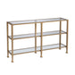 49" Clear and Gold Glass Floor Shelf Console Table With Storage By Homeroots | Console Tables | Modishstore