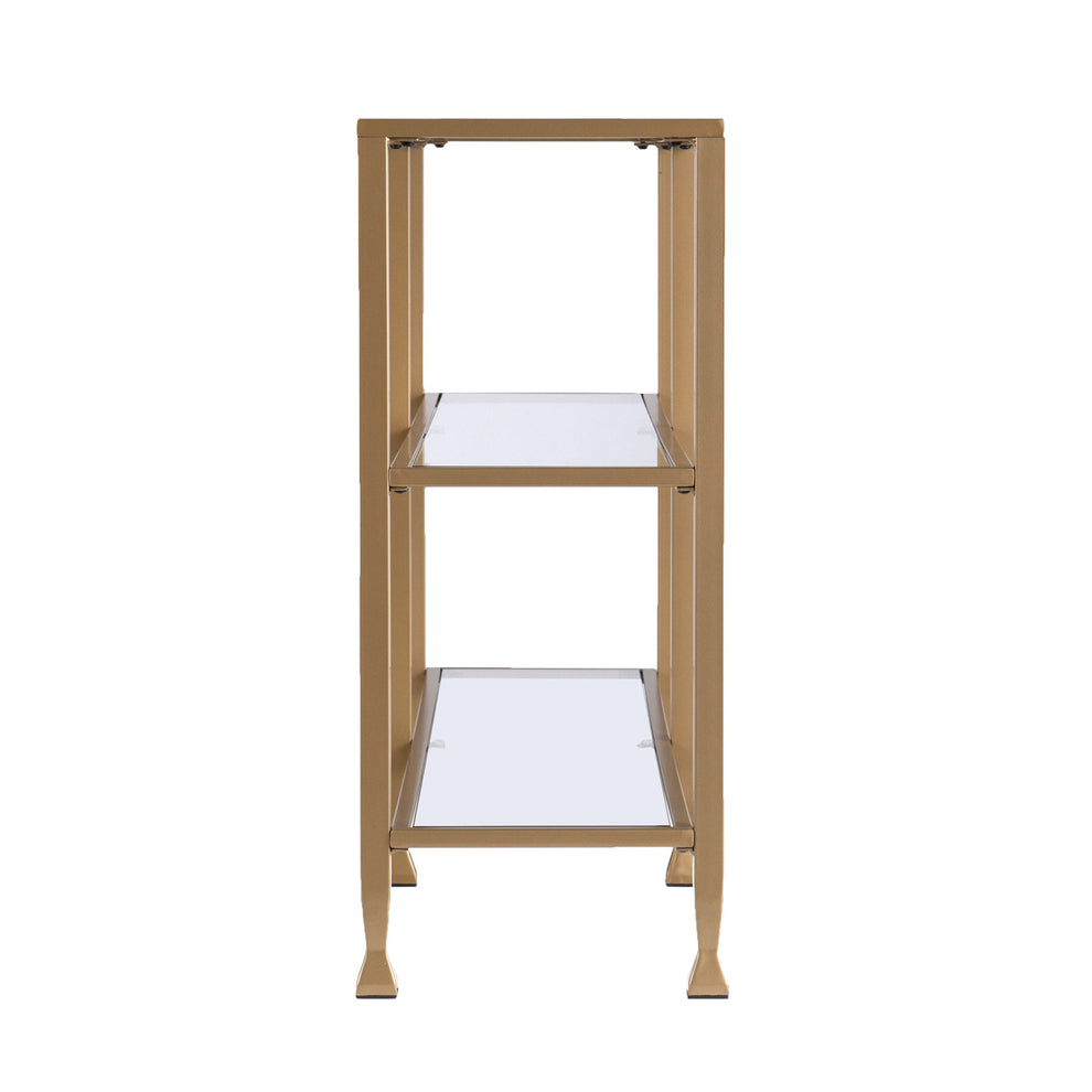 49" Clear and Gold Glass Floor Shelf Console Table With Storage By Homeroots | Console Tables | Modishstore - 3