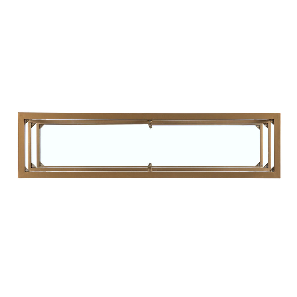 49" Clear and Gold Glass Floor Shelf Console Table With Storage By Homeroots | Console Tables | Modishstore - 4