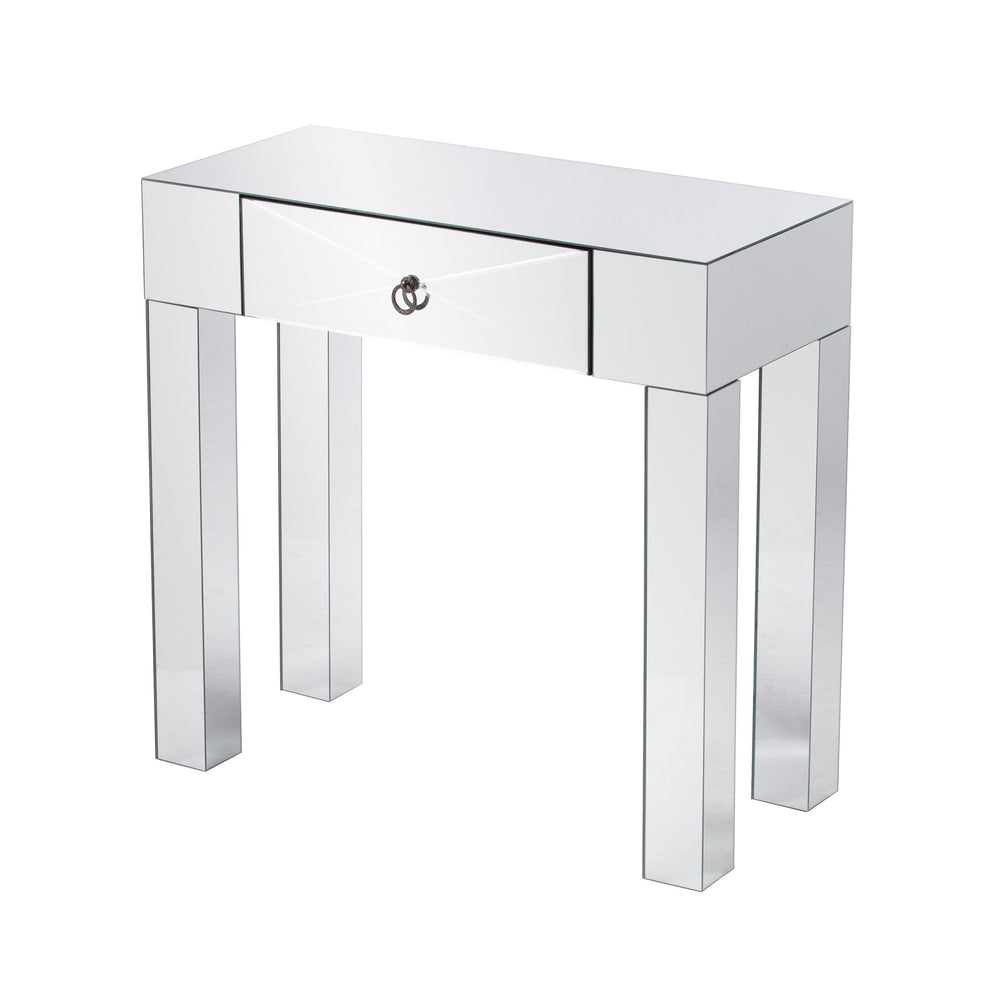 31" Silver Mirrored Glass Console Table With Storage By Homeroots | Console Tables | Modishstore - 2