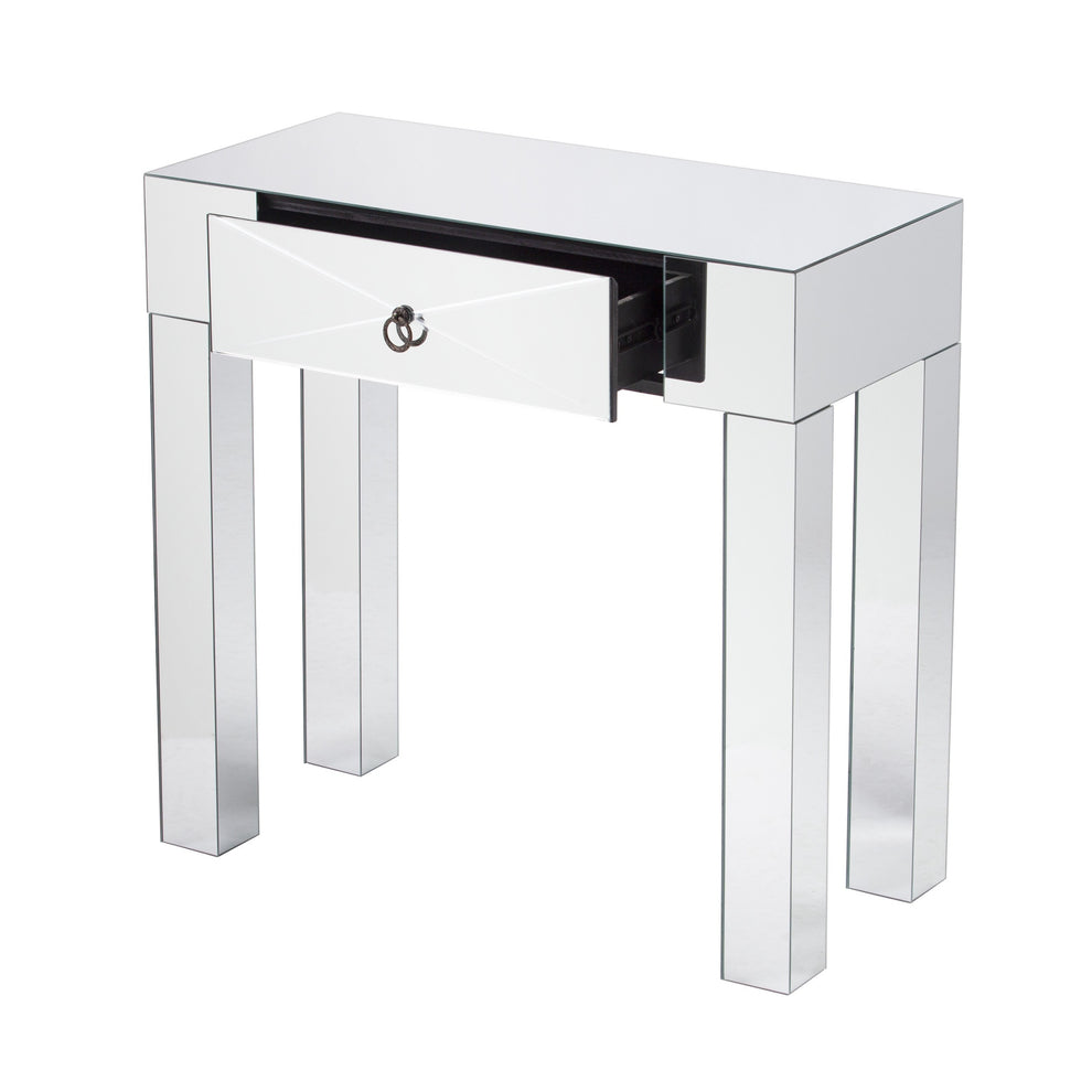 31" Silver Mirrored Glass Console Table With Storage By Homeroots | Console Tables | Modishstore - 7