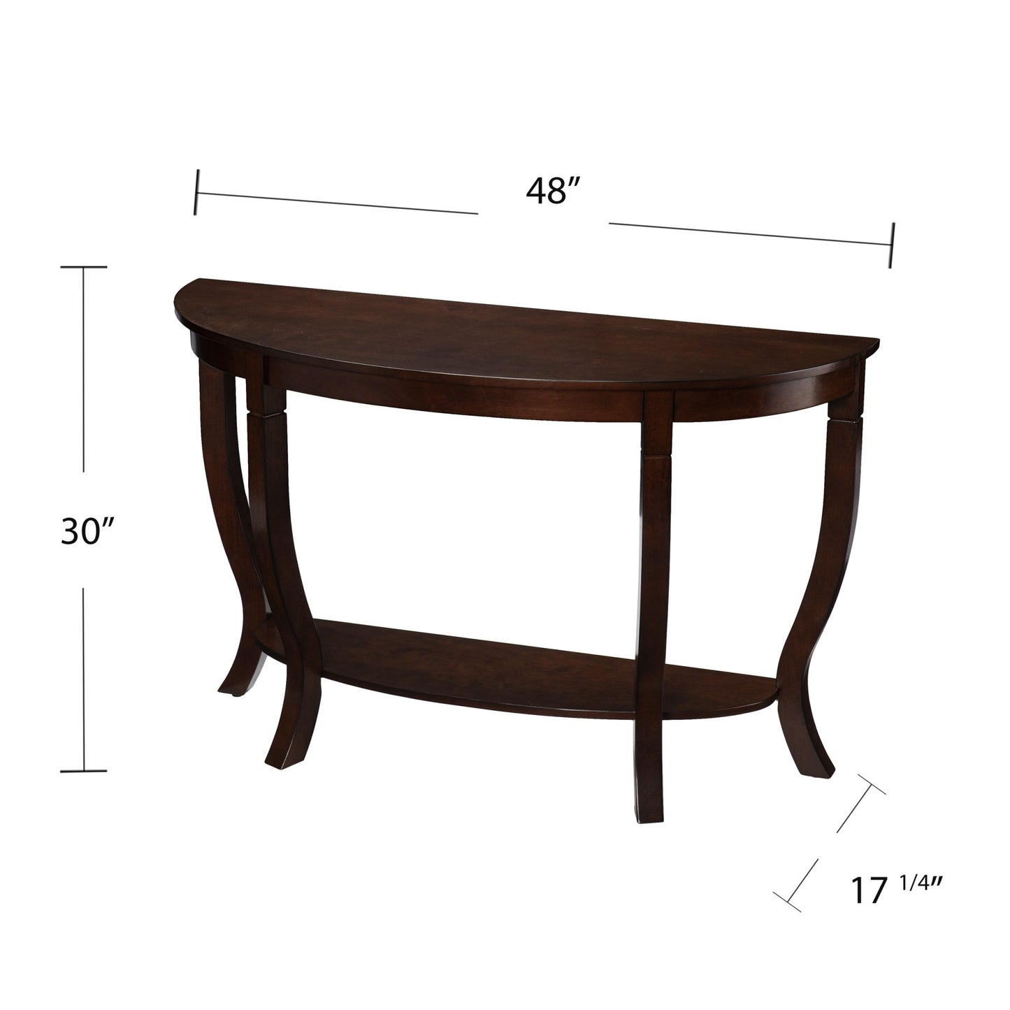 48" Brown Half Circle Console Table With Storage By Homeroots