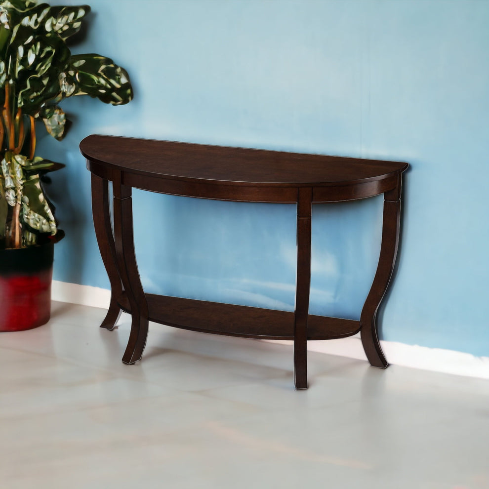 48" Brown Half Circle Console Table With Storage By Homeroots | Console Tables | Modishstore - 4