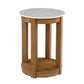 22" Natural Wood And White Faux Marble Manufactured Wood Round End Table With Shelf By Homeroots | End Tables | Modishstore - 3