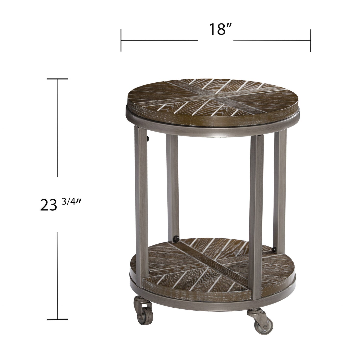 24" Brown Manufactured Wood And Iron Round End Table With Shelf By Homeroots | End Tables | Modishstore - 6