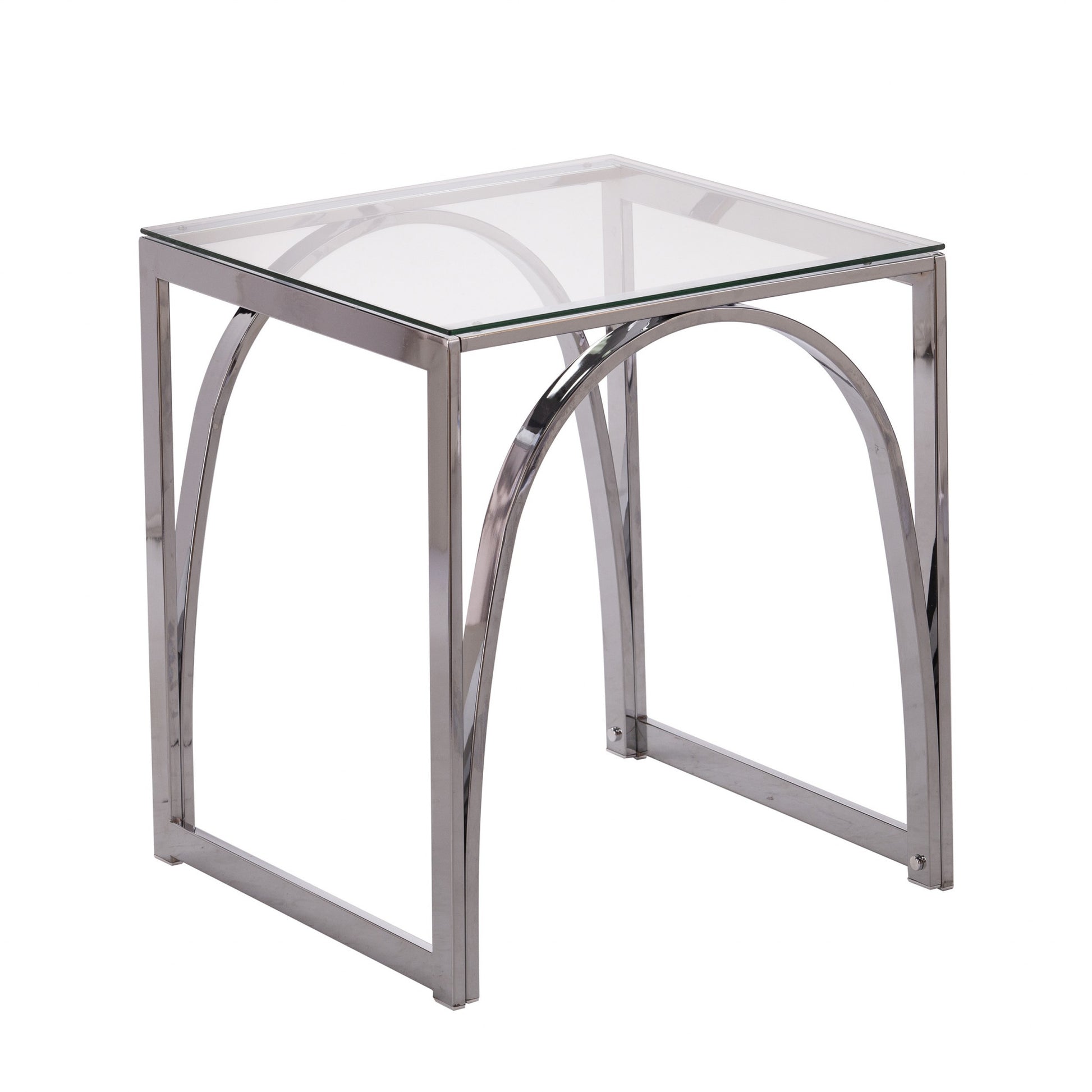 22" Chrome Glass And Iron Square End Table By Homeroots | End Tables | Modishstore - 3