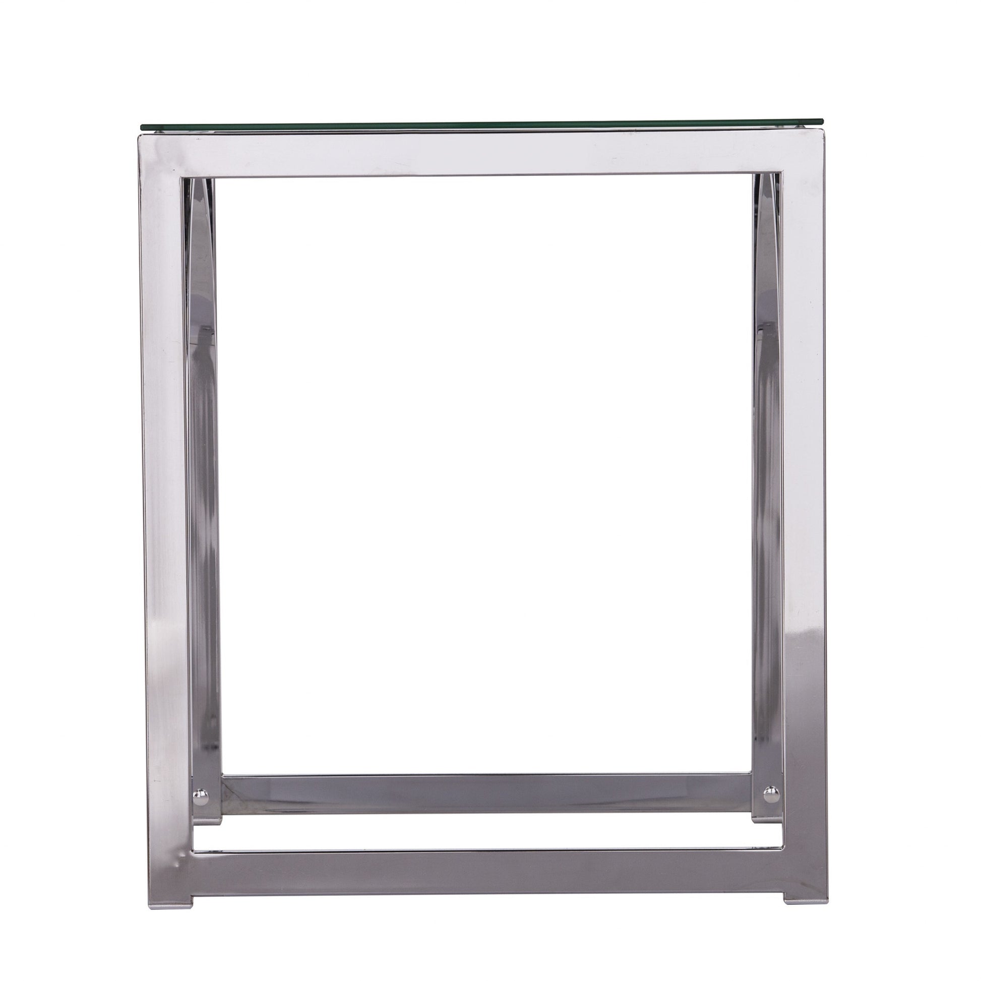 22" Chrome Glass And Iron Square End Table By Homeroots | End Tables | Modishstore - 4