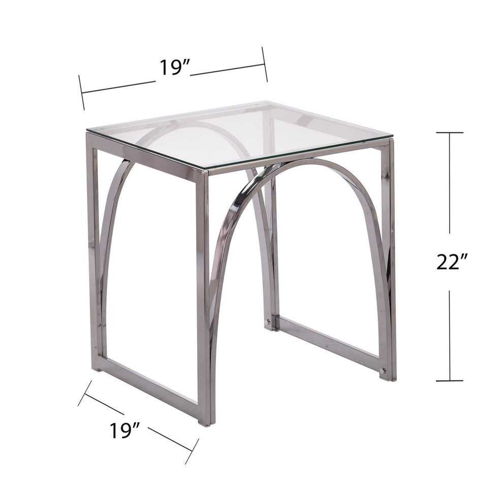 22" Chrome Glass And Iron Square End Table By Homeroots | End Tables | Modishstore - 7