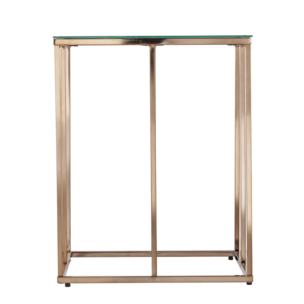 24" Champagne Glass And Iron Square End Table By Homeroots | End Tables | Modishstore - 2