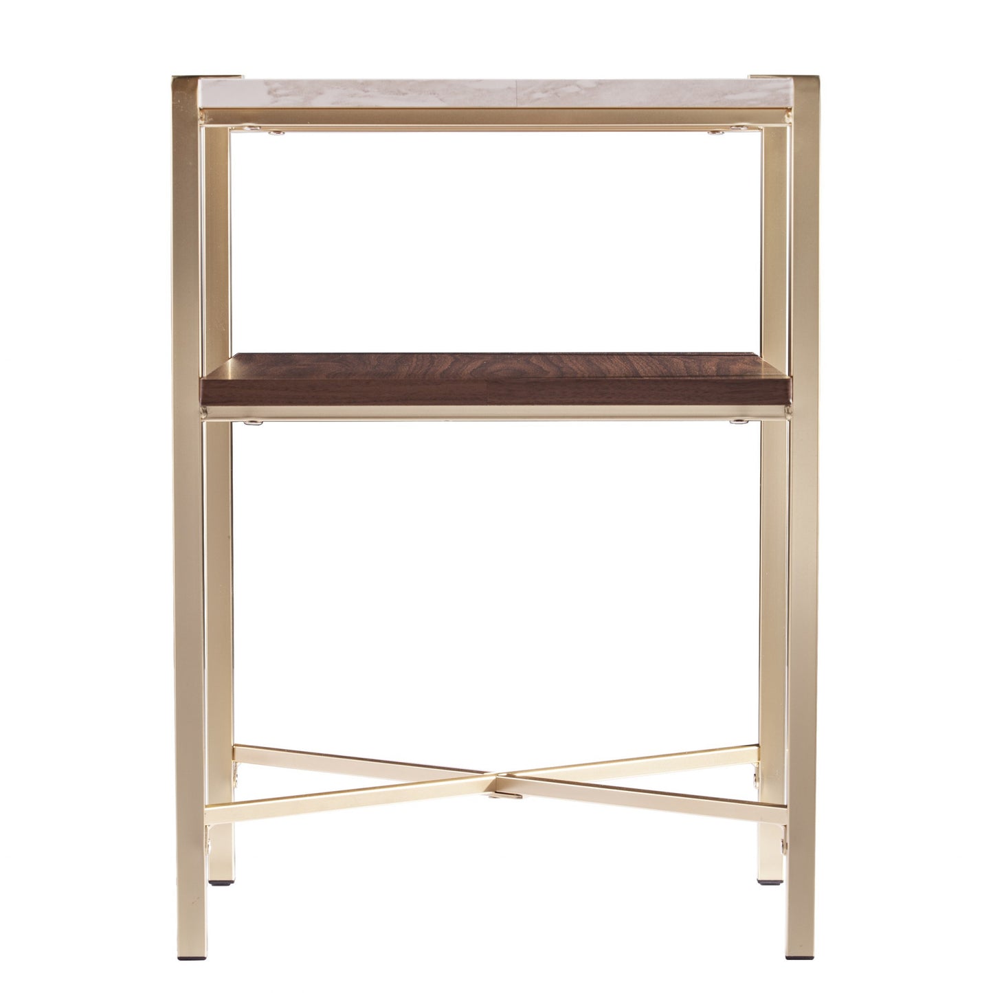 24" Brass Manufactured Wood And Iron Square End Table With Shelf By Homeroots | End Tables | Modishstore - 3