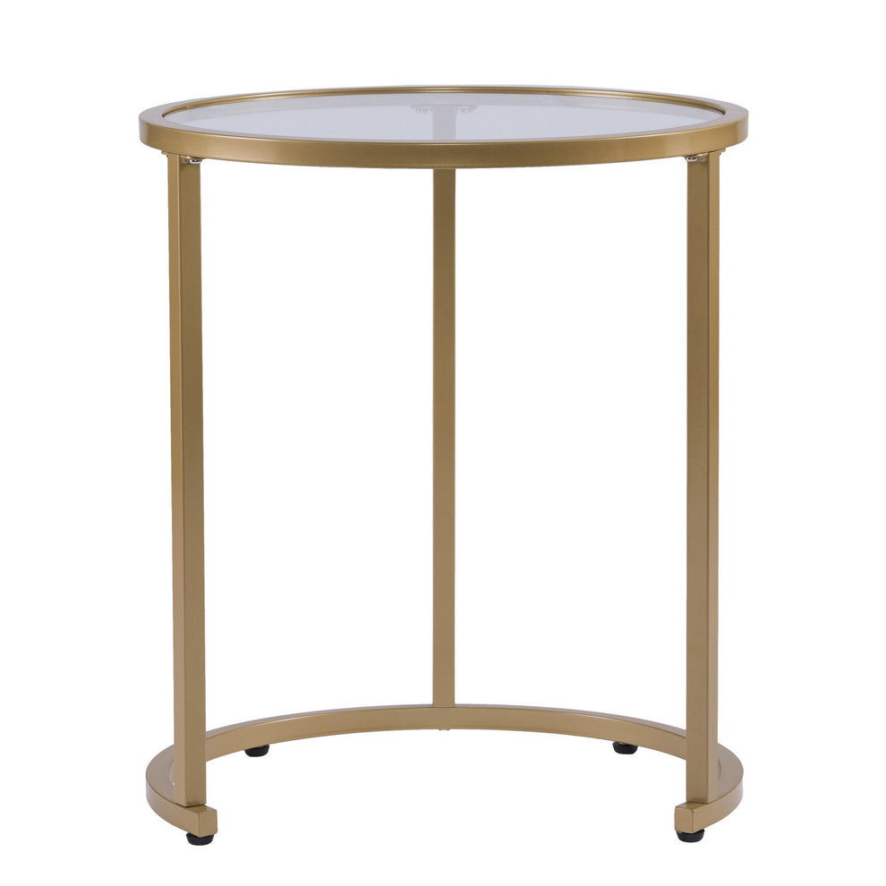 Set Of Two 23" Gold Glass And Steel Round Nested Tables By Homeroots | End Tables | Modishstore - 3