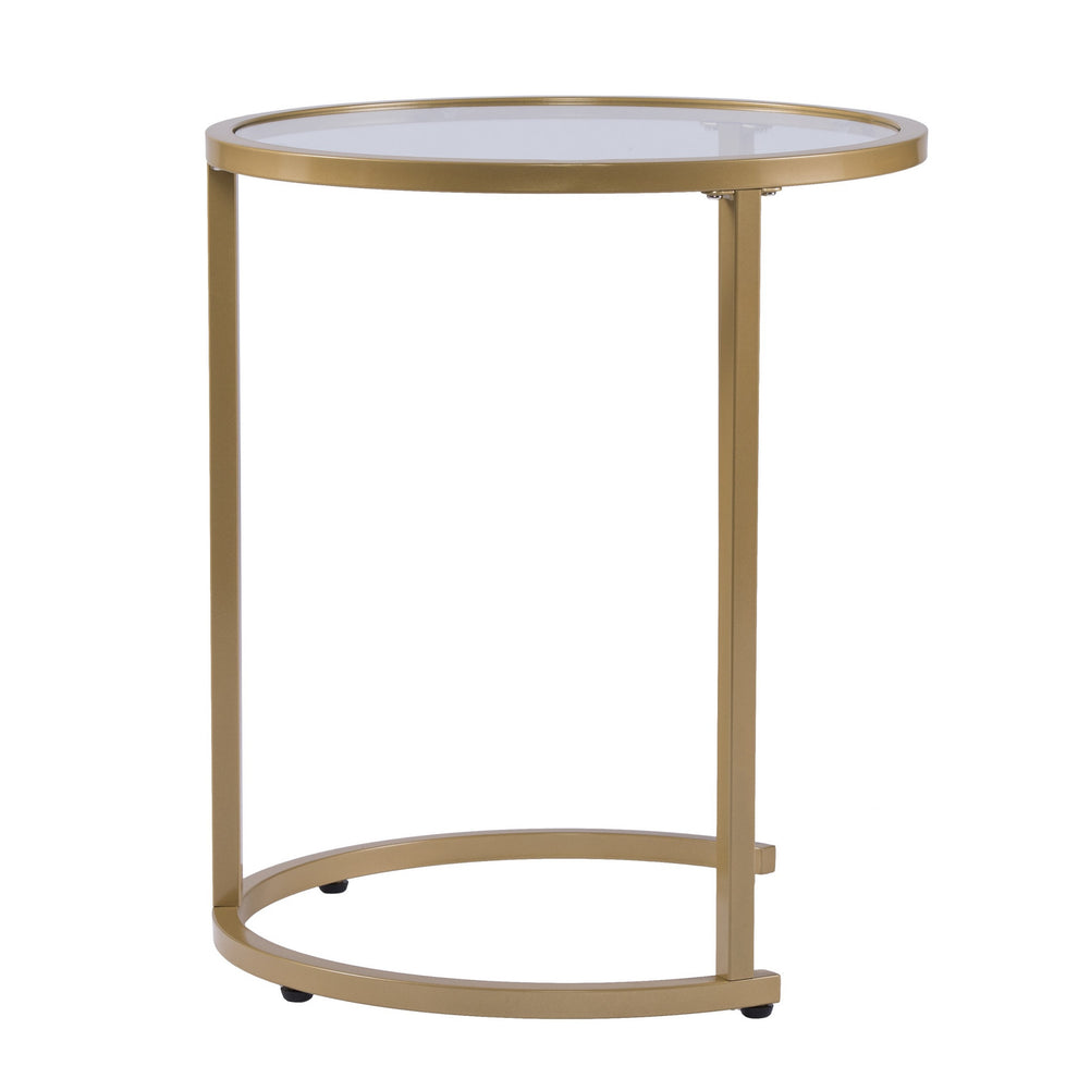 Set Of Two 23" Gold Glass And Steel Round Nested Tables By Homeroots | End Tables | Modishstore - 6