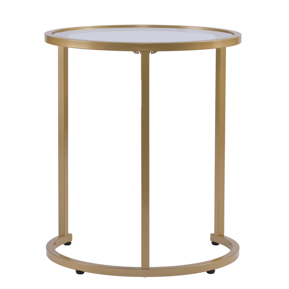 Set Of Two 23" Gold Glass And Steel Round Nested Tables By Homeroots | End Tables | Modishstore - 7