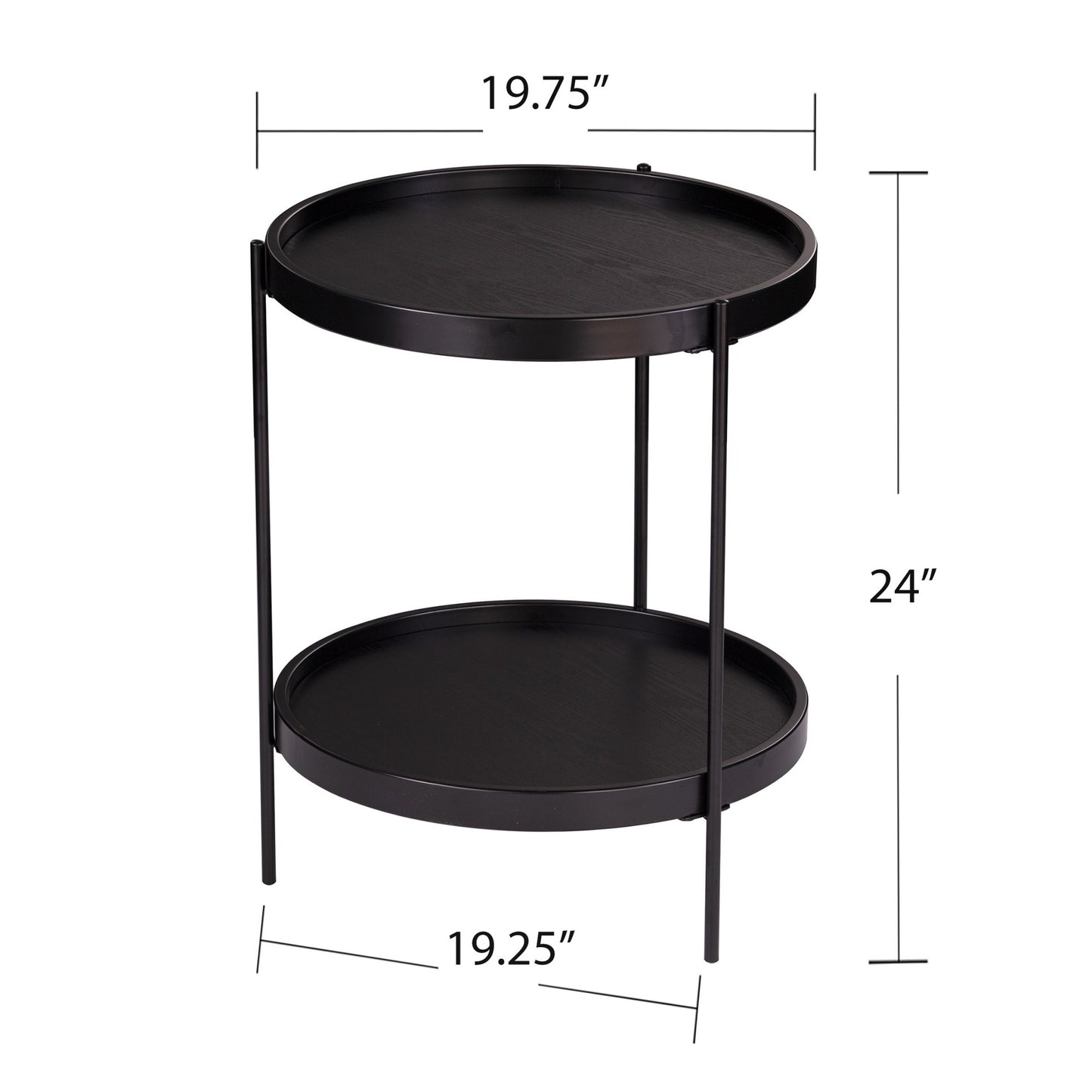 24" Black Manufactured Wood And Iron Round End Table With Shelf By Homeroots | End Tables | Modishstore - 6
