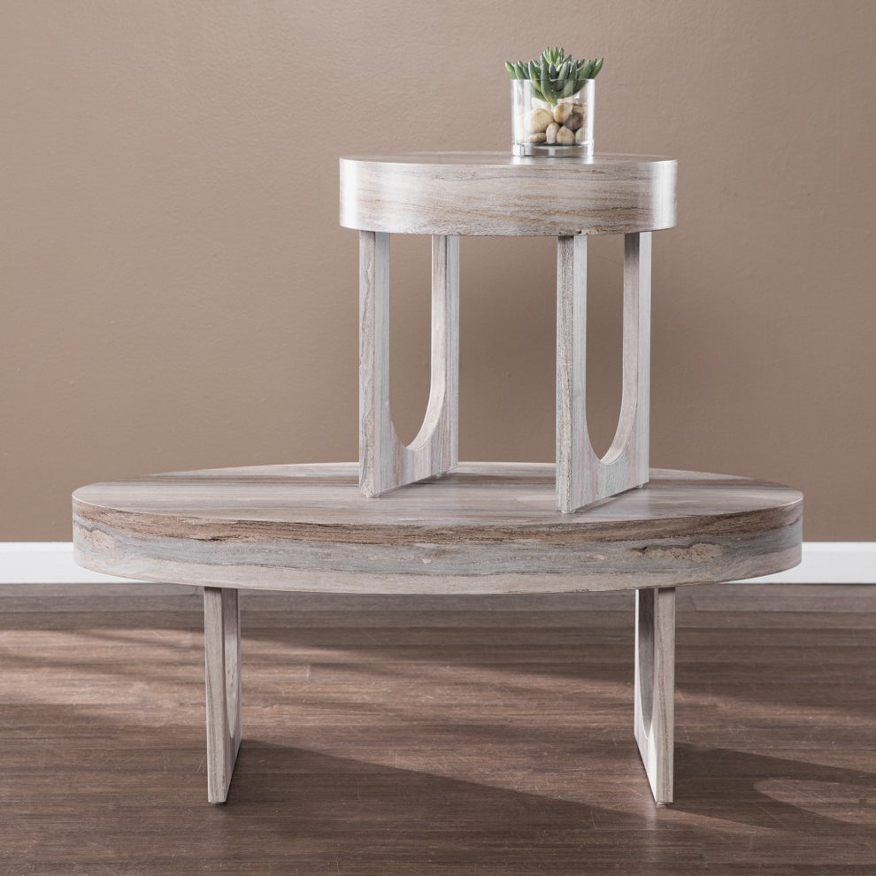 20" Brown Manufactured Wood Round End Table By Homeroots | End Tables | Modishstore - 6