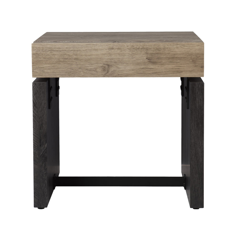 20" Natural Wood Manufactured Wood And Iron Square End Table By Homeroots | End Tables | Modishstore - 2