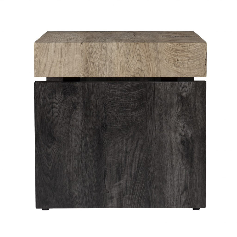 20" Natural Wood Manufactured Wood And Iron Square End Table By Homeroots | End Tables | Modishstore - 4