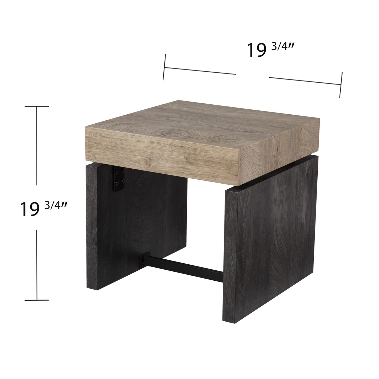 20" Natural Wood Manufactured Wood And Iron Square End Table By Homeroots | End Tables | Modishstore - 7