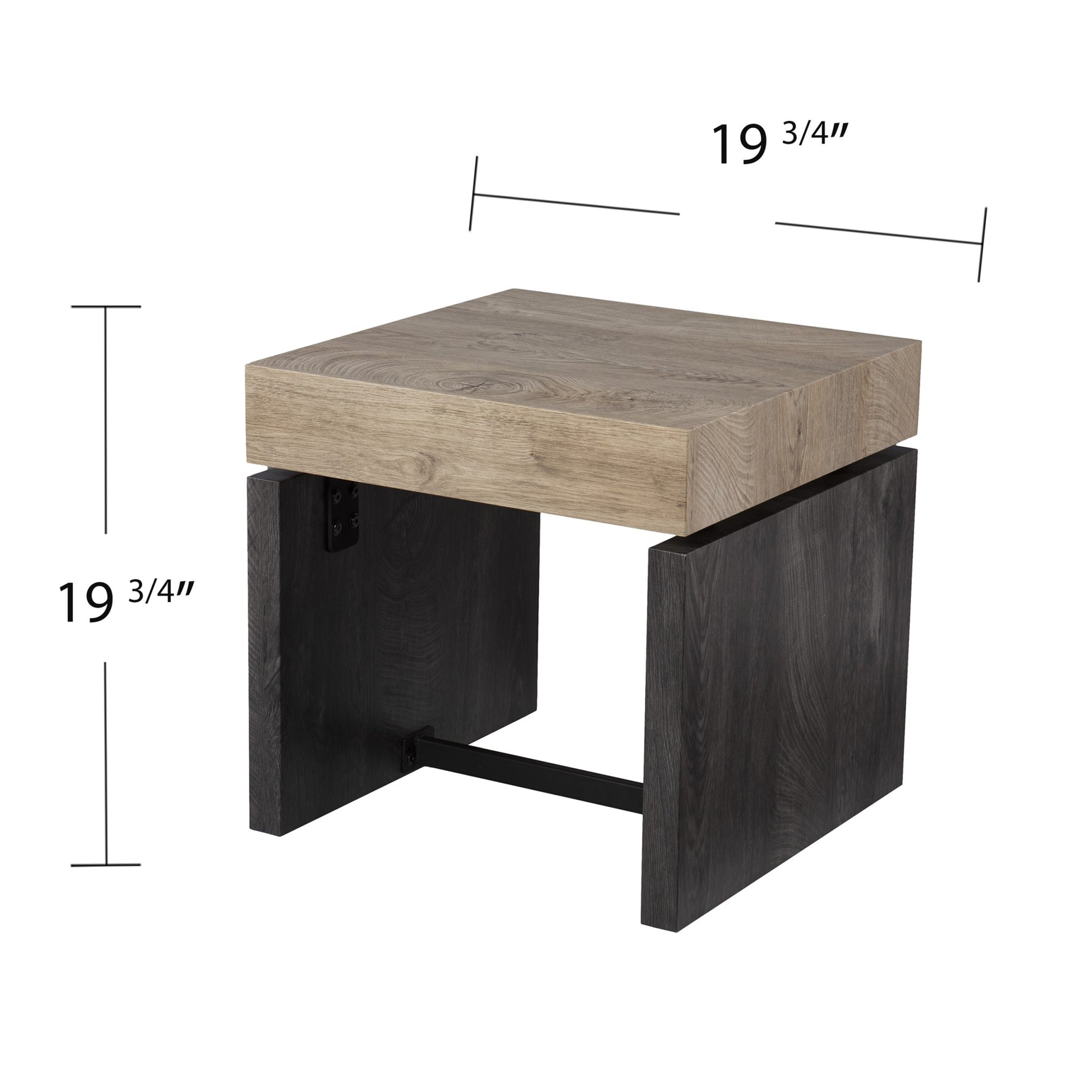 20" Natural Wood Manufactured Wood And Iron Square End Table By Homeroots | End Tables | Modishstore - 7