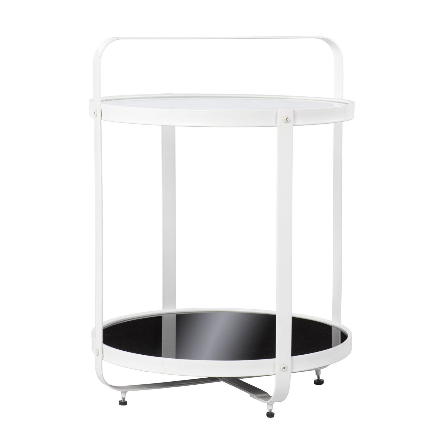 27" White Glass And Iron Round End Table With Shelf By Homeroots | End Tables | Modishstore - 2