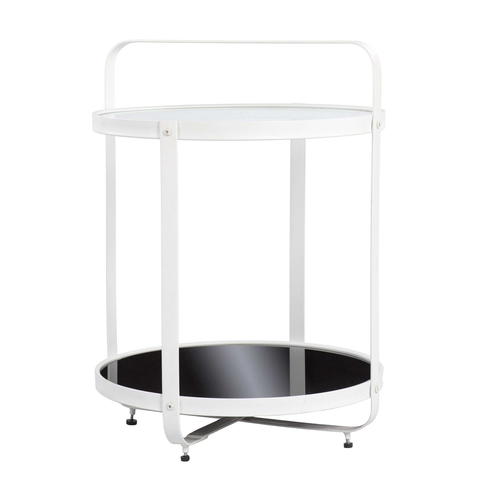 27" White Glass And Iron Round End Table With Shelf By Homeroots | End Tables | Modishstore - 4