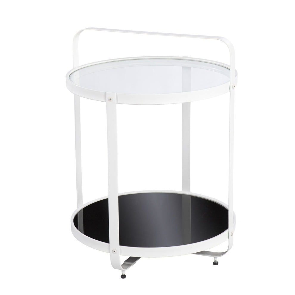 27" White Glass And Iron Round End Table With Shelf By Homeroots | End Tables | Modishstore - 5