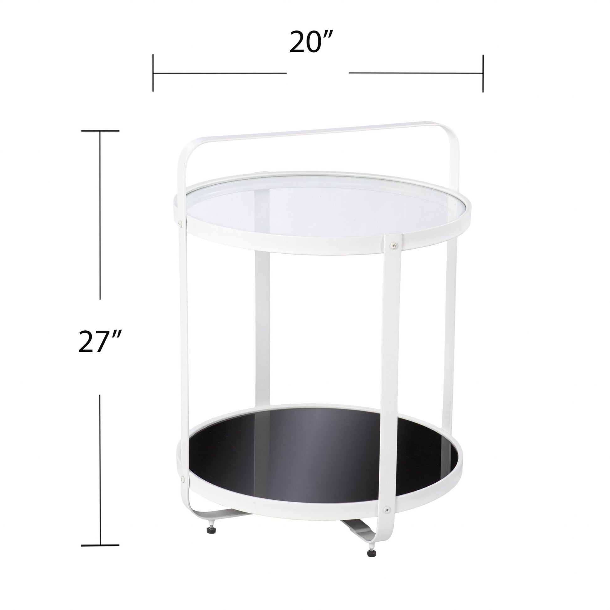 27" White Glass And Iron Round End Table With Shelf By Homeroots | End Tables | Modishstore - 6