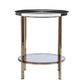 24" Black Manufactured Wood And Iron Round End Table With Two Shelves By Homeroots | End Tables | Modishstore - 2
