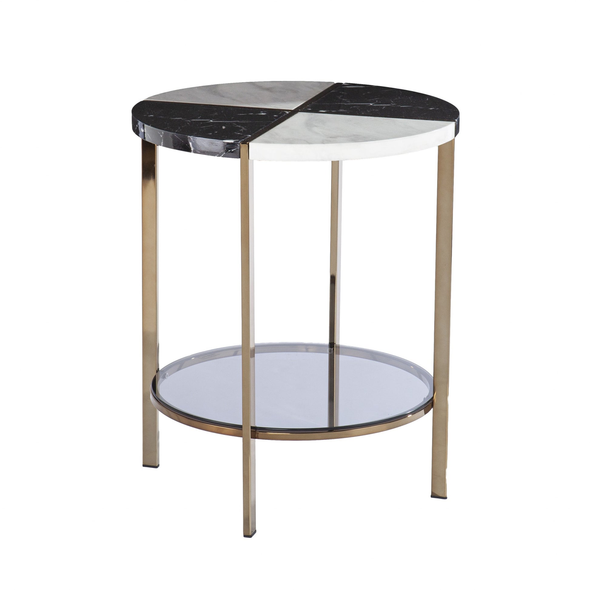 24" Black Manufactured Wood And Iron Round End Table With Two Shelves By Homeroots | End Tables | Modishstore - 3