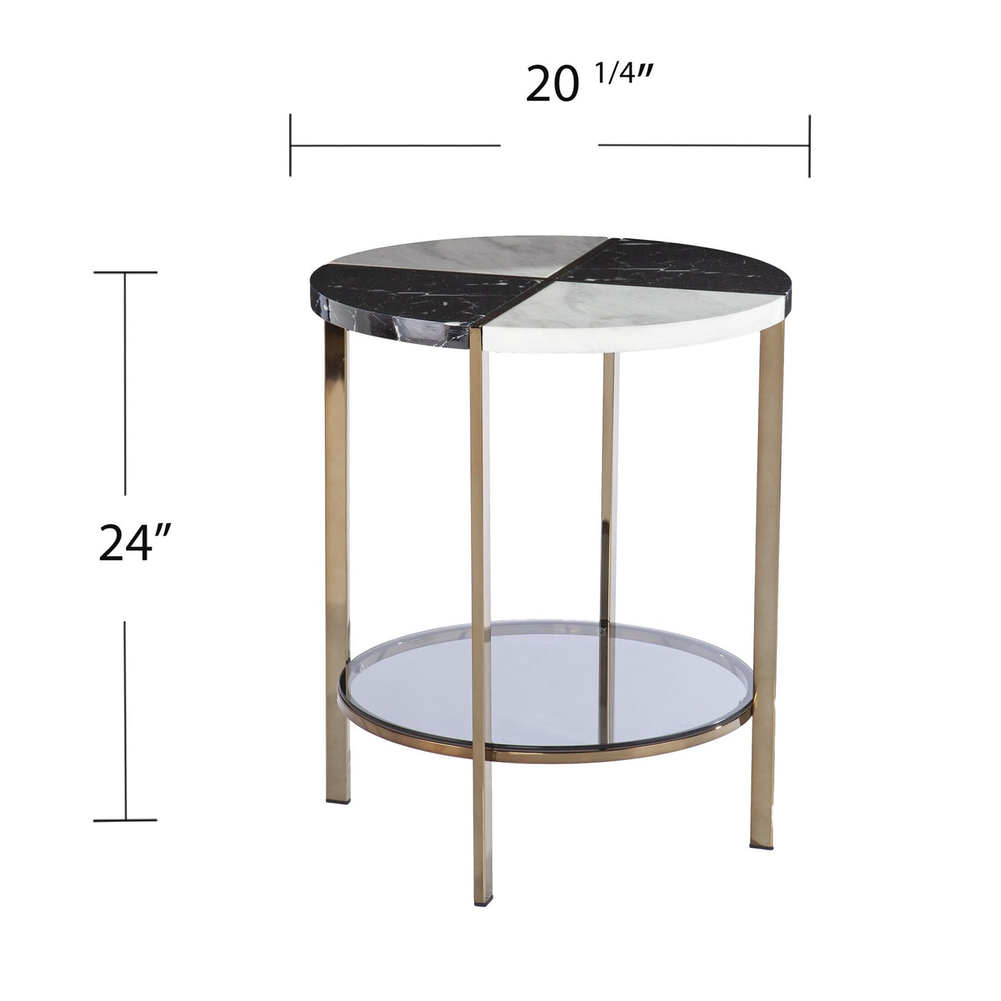 24" Black Manufactured Wood And Iron Round End Table With Two Shelves By Homeroots | End Tables | Modishstore - 6