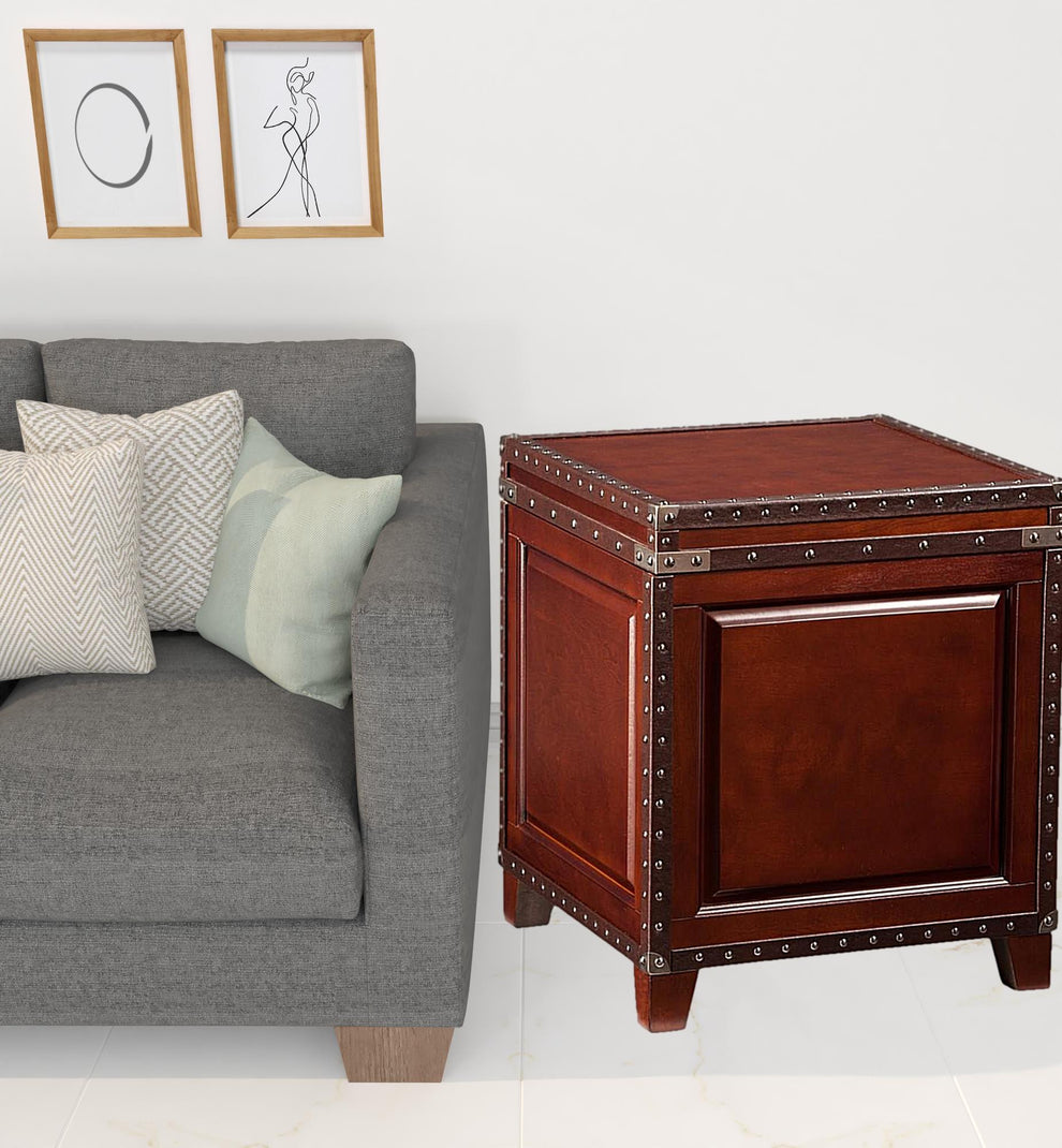 24" Brown Manufactured Wood And Solid Wood Square End Table By Homeroots | End Tables | Modishstore - 7