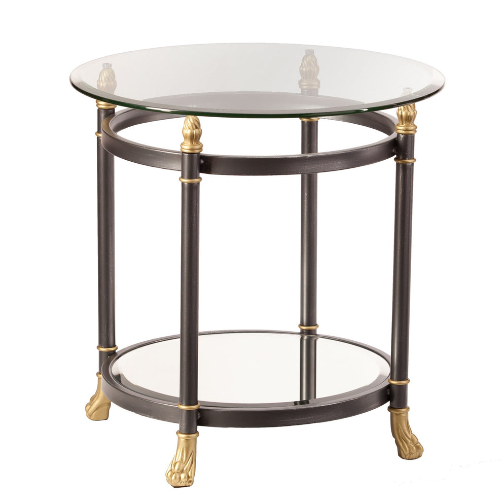 21" Gray Glass And Iron Round Mirrored End Table By Homeroots | End Tables | Modishstore - 2