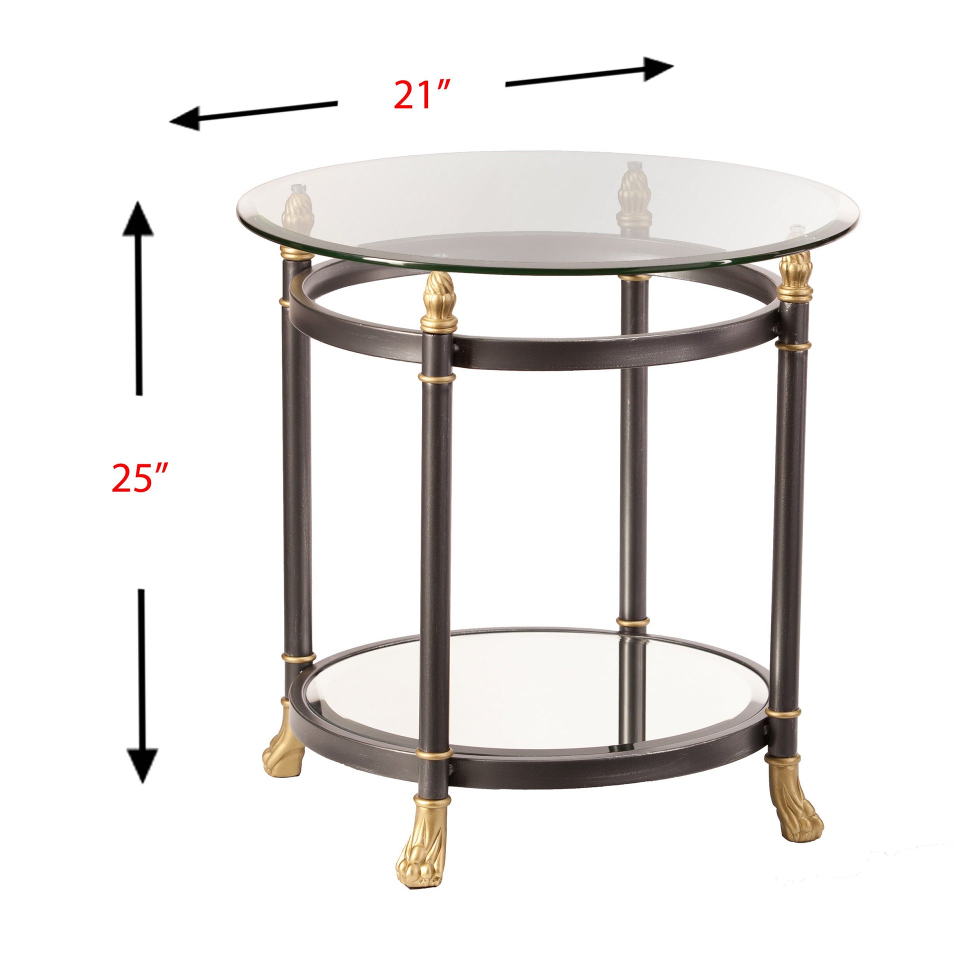 21" Gray Glass And Iron Round Mirrored End Table By Homeroots | End Tables | Modishstore - 3